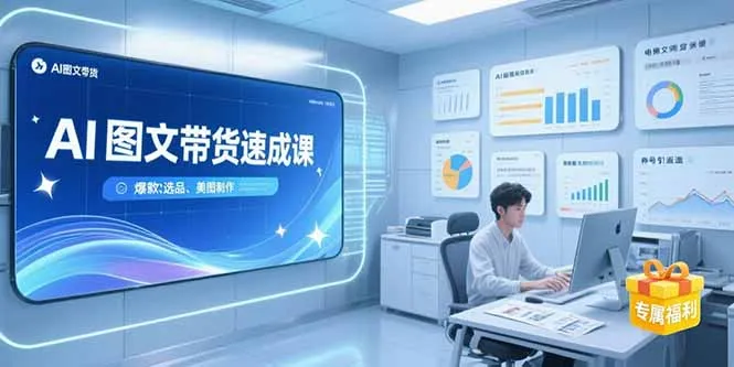 AI图文带货速成课，养号引流秘籍，爆款选品策略，美图制作全流程-一起筹课网
