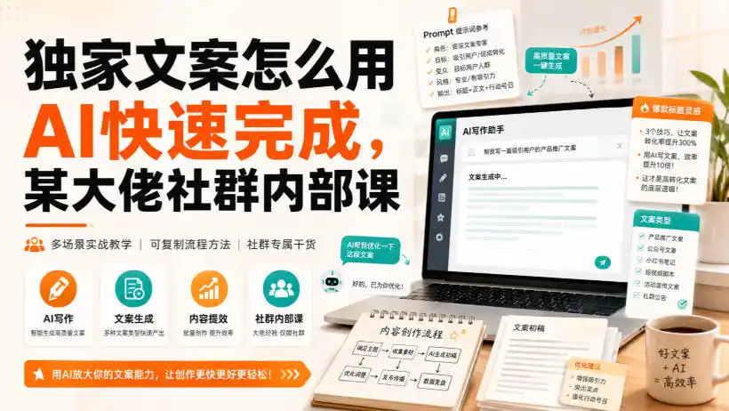 独家文案怎么用AI快速完成，某大佬社群内部课-一起筹课网