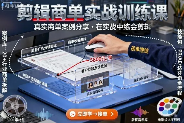 剪辑商单实战训练课,真实商单案例分享,在实战中练会剪辑