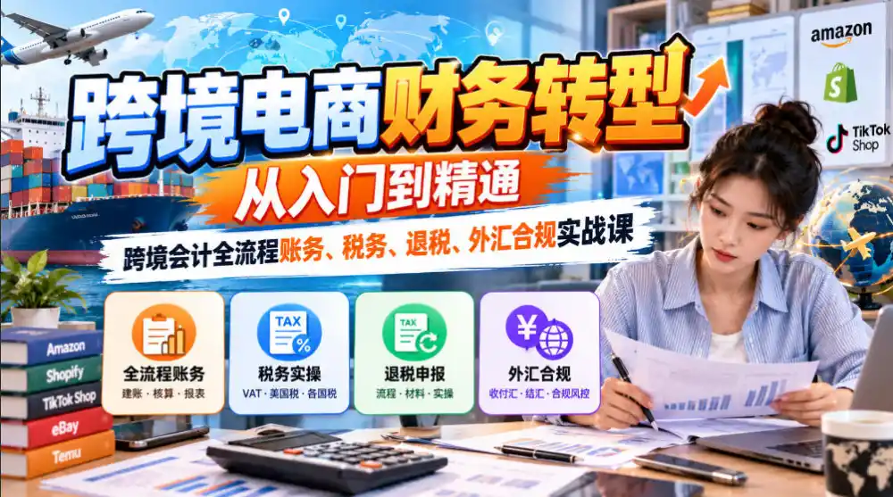跨境电商财务转型：从入门到精通｜跨境会计全流程账务、税务、退税、外汇合规实战课-一起筹课网