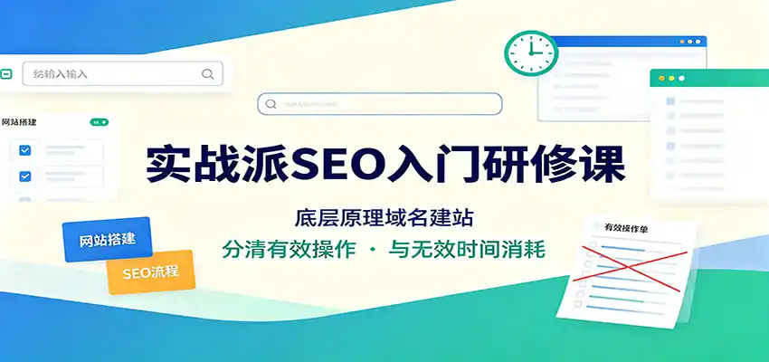 实战派SEO入门研修课：底层原理域名建站，分清有效操作与无效时间消耗-一起筹课网