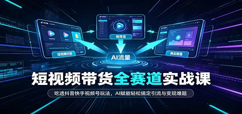 短视频带货全赛道:吃透抖音快手视频号玩法,AI赋能轻松搞定引流与变现难题-一起筹课网