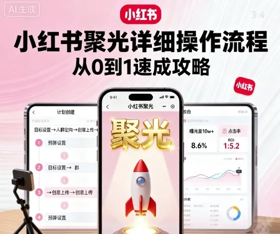 小红书聚光详细操作流程，小红书聚光从0到1速成攻略-一起筹课网