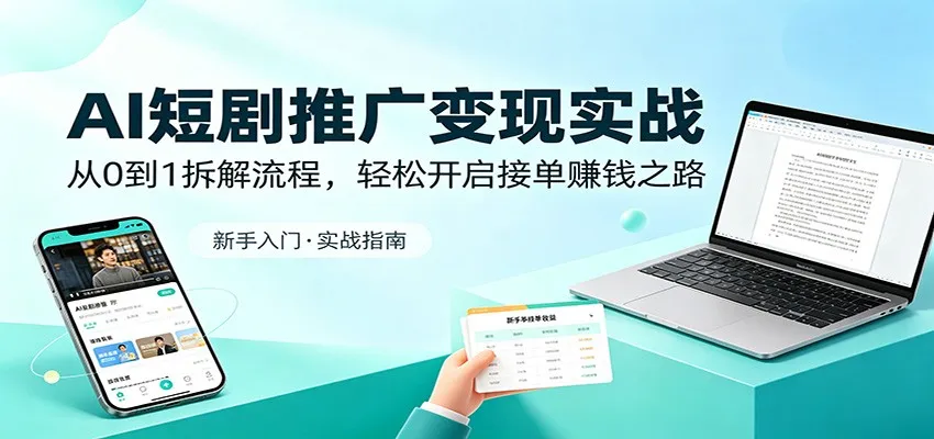 AI短剧推广变现实战:从0到1拆解流程,轻松开启接单赚钱之路-一起筹课网