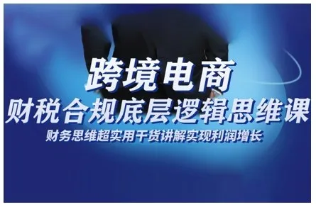 跨境电商财稅合规底层逻辑思维课,财务思维超实用于货讲解实现利润增长-一起筹课网