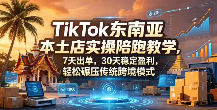 TikTok东南亚本土店实操陪跑教学，7天出单，30天稳定盈利，轻松碾压传统跨境模式(更新0819)-一起筹课网