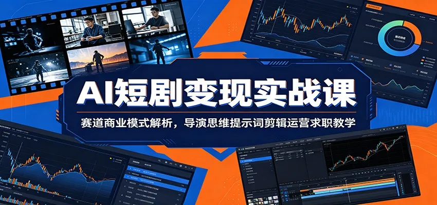 AI短剧变现实战课:赛道商业模式解析,导演思维提示词剪辑运营求职教学-一起筹课网
