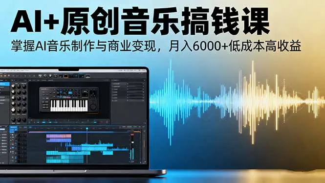 AI+原创音乐搞钱课:掌握AI音乐制作与商业变现,月入6000+低成本高收益-一起筹课网