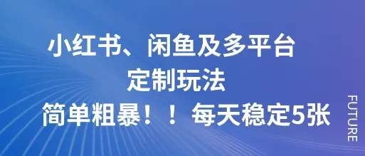 小红书、闲鱼及多平台定制玩法简单粗暴！每天稳定5张-一起筹课网