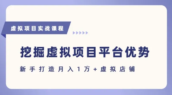 抓住虚拟项目各平台优势，新手轻松月入1W+(给出具体建议)-一起筹课网