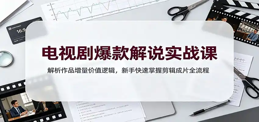 电视剧爆款解说实战课：解析作品增量价值逻辑，新手快速掌握剪辑成片全流程-一起筹课网