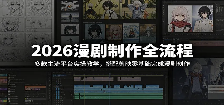 2026漫剧制作全流程:多款主流平台实操教学,搭配剪映零基础完成漫剧创作-一起筹课网