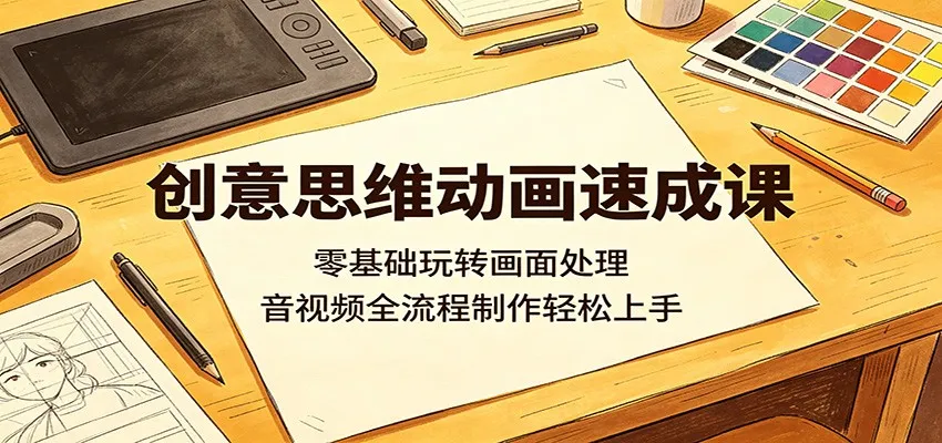 创意思维动画速成课：零基础玩转画面处理，音视频全流程制作轻松上手-一起筹课网