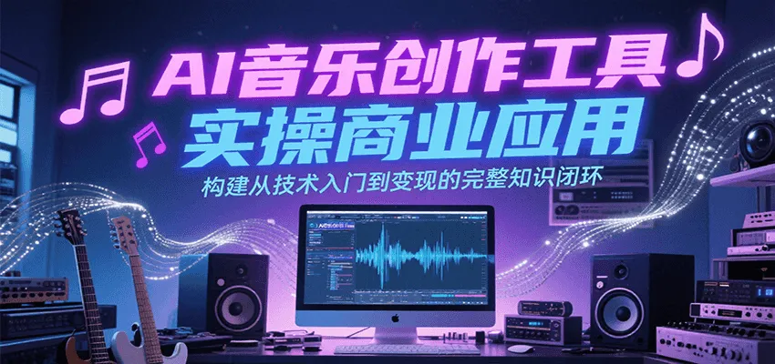 AI音乐创作工具实操商业应用，构建从技术入门到变现的完整知识闭环-一起筹课网
