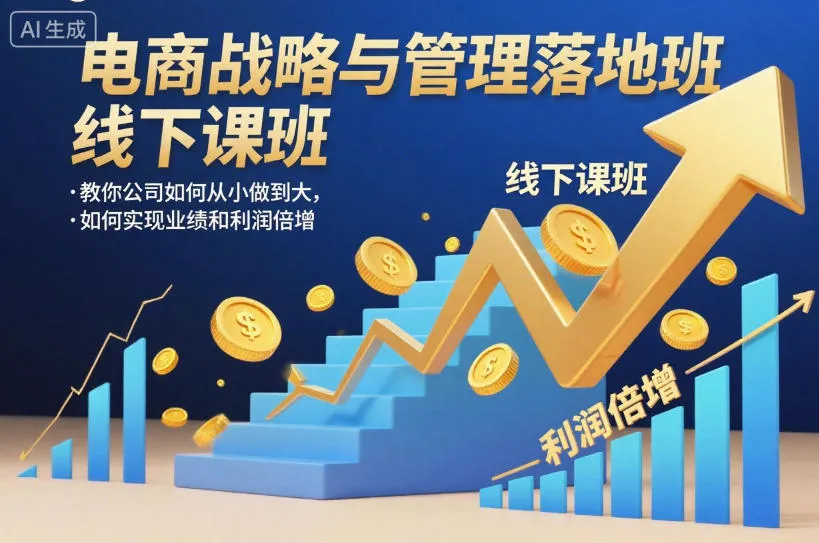 电商战略与管理落地班线下课，教你公司如何从小做到大，如何实现业绩和利润倍增【录音】-一起筹课网