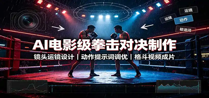 AI电影级拳击对决制作：镜头运镜设计，动作提示词调优，格斗视频成片-一起筹课网