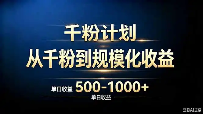 抖音千粉账号计划,从千粉到规模化收益 500-1000+单日收益-一起筹课网