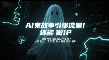 AI鬼故事引爆流量，还能做IP，视频号多渠道收益单日1k+，小白副业、工作室放大的最佳选择-一起筹课网