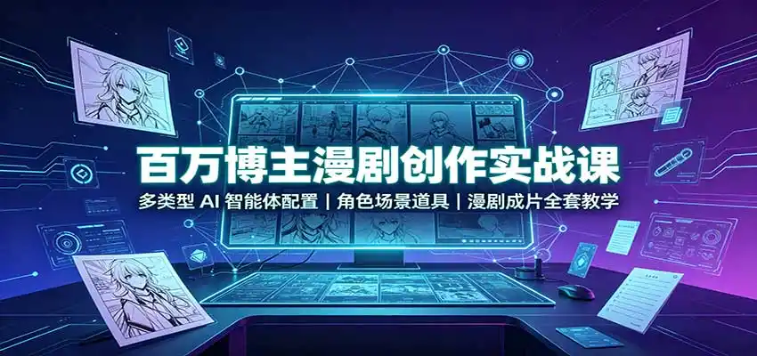 百万博主漫剧创作实战课：多类型AI智能体配置，角色场景道具，漫剧成片全套教学-一起筹课网