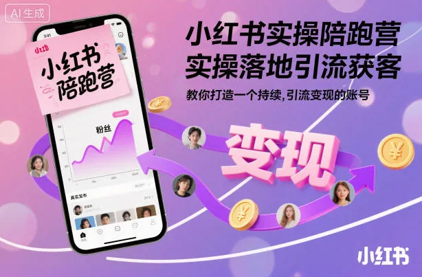 小红书实操陪跑营,实操落地引流获客,教你打造一个持续引流变现的账号-一起筹课网