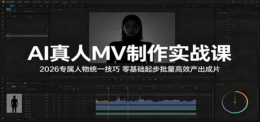 AI真人MV制作实战课:2026专属人物统一技巧,零基础起步批量高效产出成片-一起筹课网
