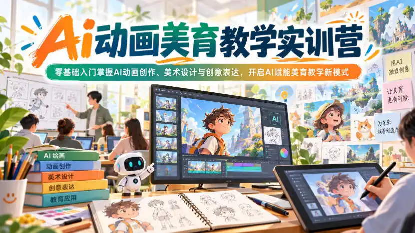 Ai动画美育教学实训营，零基础入门掌握AI动画创作、美术设计与创意表达，开启AI赋能美育教学新模式-一起筹课网