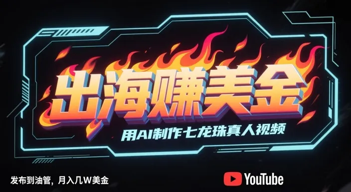 出海挣美金，用AI制作七龙珠真人视频，发布到油管，条条爆火，月入几W美刀-一起筹课网