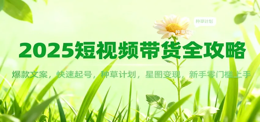 2025短视频带货全攻略：爆款文案，快速起号，种草计划，星图变现，新手零门槛上手-一起筹课网