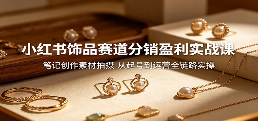 小红书饰品赛道分销盈利实战课：笔记创作素材拍摄，从起号到运营全链路实操-一起筹课网