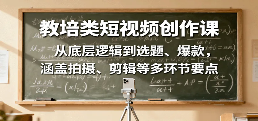 教培类短视频创作课：从底层逻辑到选题、爆款，涵盖拍摄、剪辑等多环节要点-一起筹课网