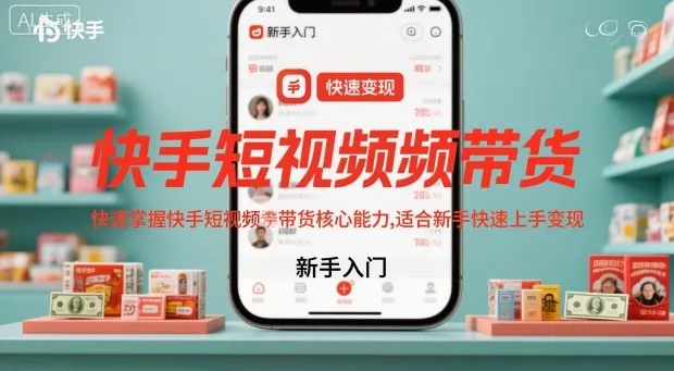 快手短视频带货,快速掌握快手短视频带货核心能力,适合新手快速上手变现-一起筹课网