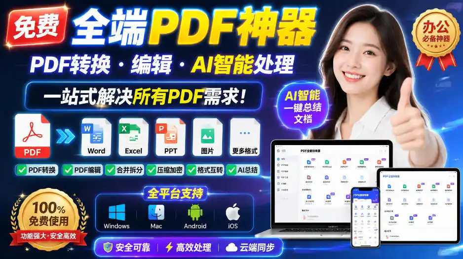 免费全端PDF神器，PDF转换·编辑·AI智能处理，一站式解决所有PDF需求!-一起筹课网