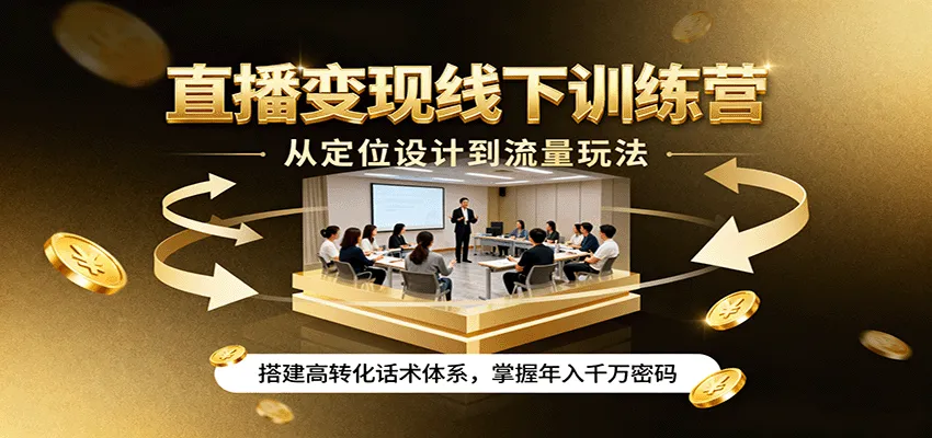 直播变现线下训练营,从定位设计到流量玩法,搭建高转化话术体系,掌握年入千万密码-一起筹课网