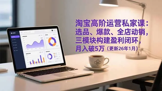 淘宝高阶运营私家课：选品、爆款、全店动销，三模块构建盈利闭环，月入破5万(更新26年1月-一起筹课网