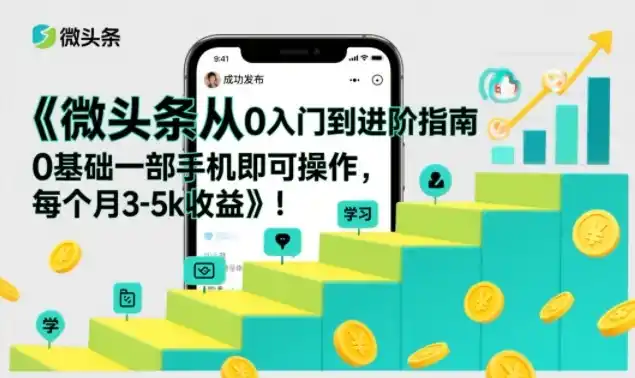 微头条从0入门到进阶指南,0基础一部手机即可操作,每个月3-5k收益-一起筹课网