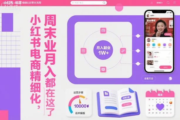 小红书电商精细化运营全流程,周末副业月入1W+,全套方法都在这了-一起筹课网