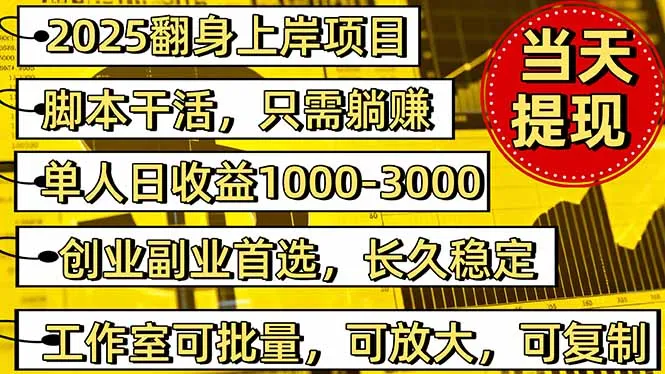 2025翻身上岸项目脚本干活,内部客户经理内部开号,单人日收益1000-300…-一起筹课网