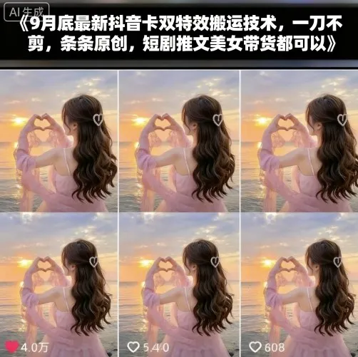 9月底最新抖音卡双特效搬运技术，一刀不剪，条条原创，短剧推文美女带货都可以-一起筹课网