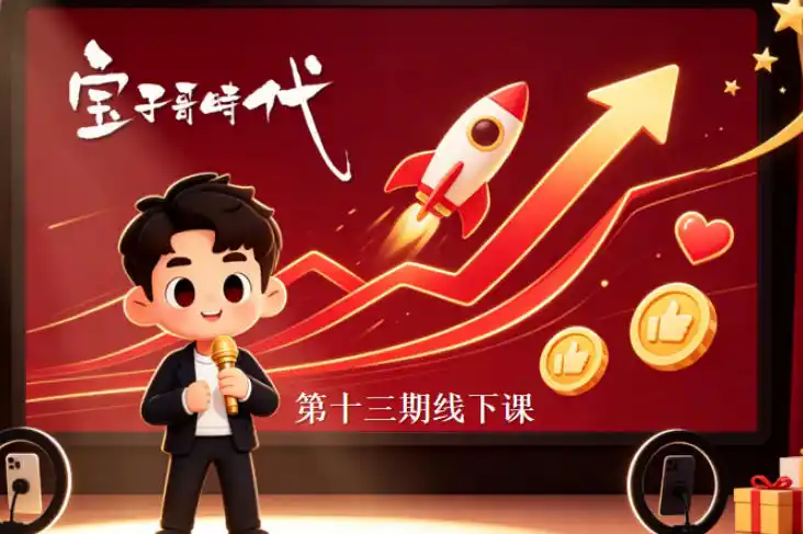宝子哥抖音直播第13期VIP线下课9月5-6日，26年最值得看的直播课程，快速突破直播间流量瓶颈，打造高效起号闭环-一起筹课网