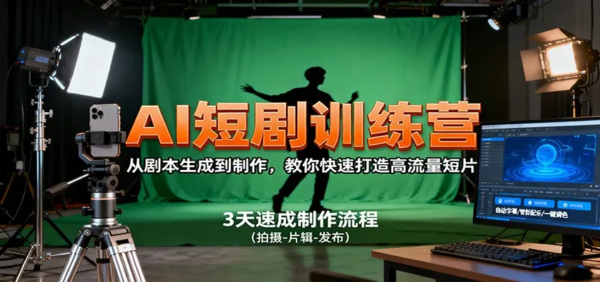 AI短剧训练营,从剧本生成到制作,教你快速打造高流量短片-一起筹课网