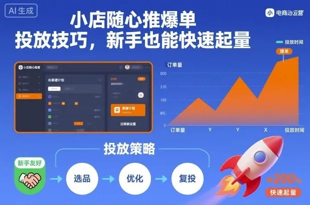 小店随心推爆单投放技巧,新手也能快速起量-一起筹课网