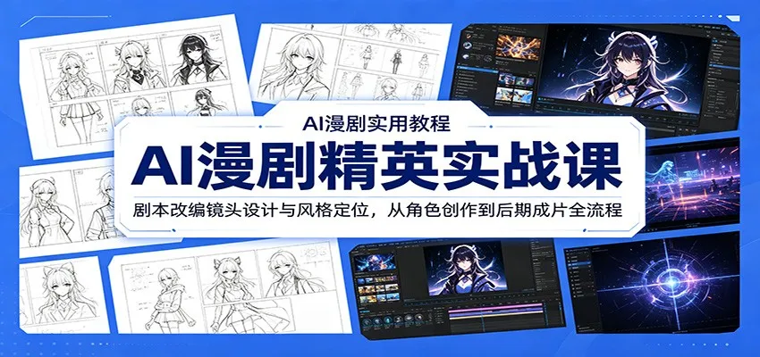 AI漫剧精英实战课：剧本改编镜头设计与风格定位，从角色创作到后期成片全流程-一起筹课网