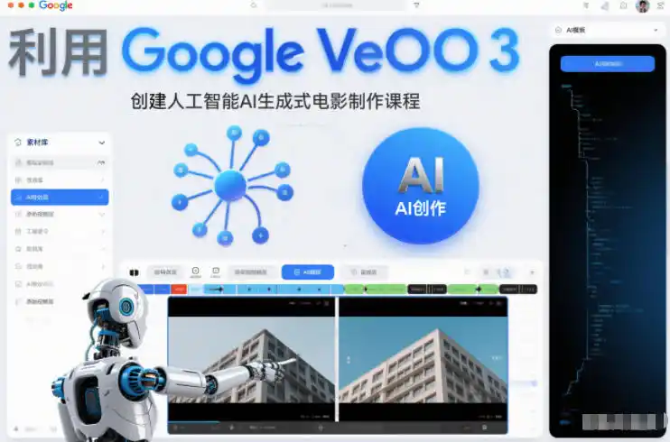 利l用Google Veo 3创建人工智能AI生成式电影制作课程,使用人工智能的力量创建令人惊叹的视频-一起筹课网