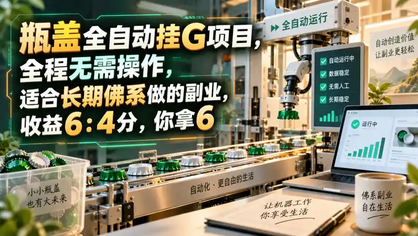 瓶盖全自动挂G项目，全程无需操作，适合长期佛系做的副业，收益6：4分，你拿6【揭秘】-一起筹课网