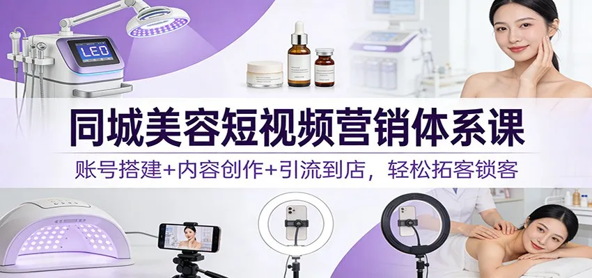 同城美容短视频营销体系课:账号搭建+内容创作+引流到店,轻松拓客锁客-一起筹课网