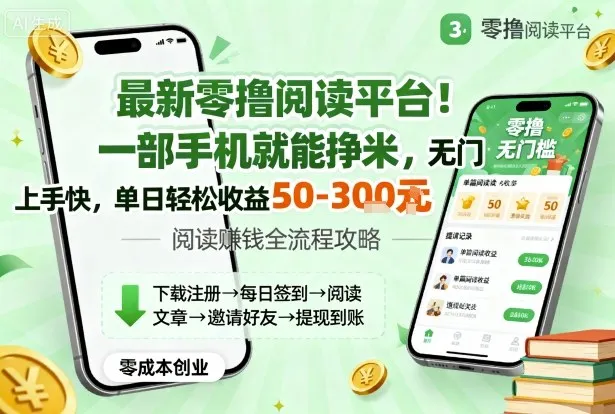 最新零撸阅读平台!一部手机就能挣米,无门槛上手快,单日轻松收益50-3张【揭秘】