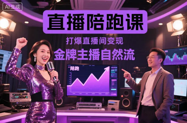 直播陪跑课,金牌主播自然流打爆直播间,复制高变现玩法-一起筹课网