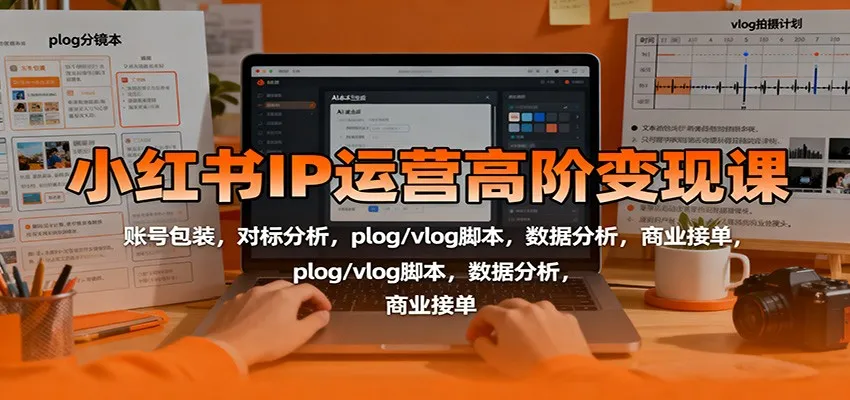 小红书IP运营高阶变现课:账号包装,对标分析,plog/vlog脚本,数据分析,商业接单-一起筹课网