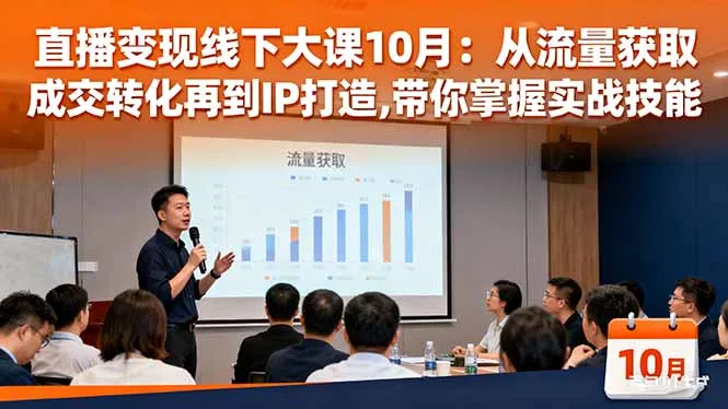 直播变现线下大课10月:从流量获取到成交转化再到IP打造,带你掌握实战技能-一起筹课网