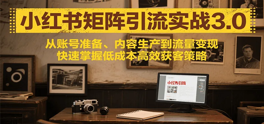 小红书矩阵引流3.0,从账号准备、内容生产到流量变现,快速掌握低成本高效获客策略-一起筹课网